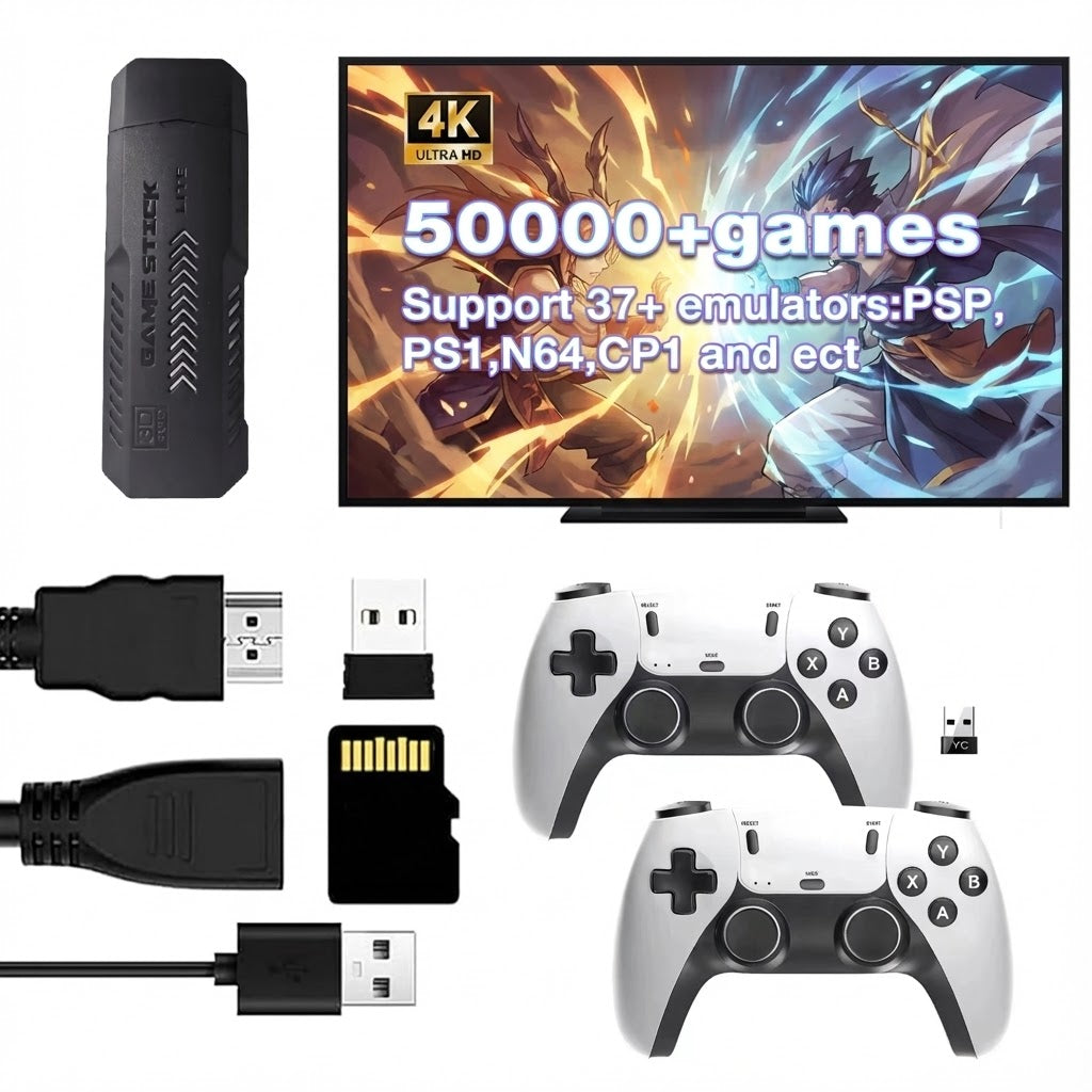 UTBOX X2 Pro accessory bundle with game stick, controllers, TF card, receiver, and HDMI cable